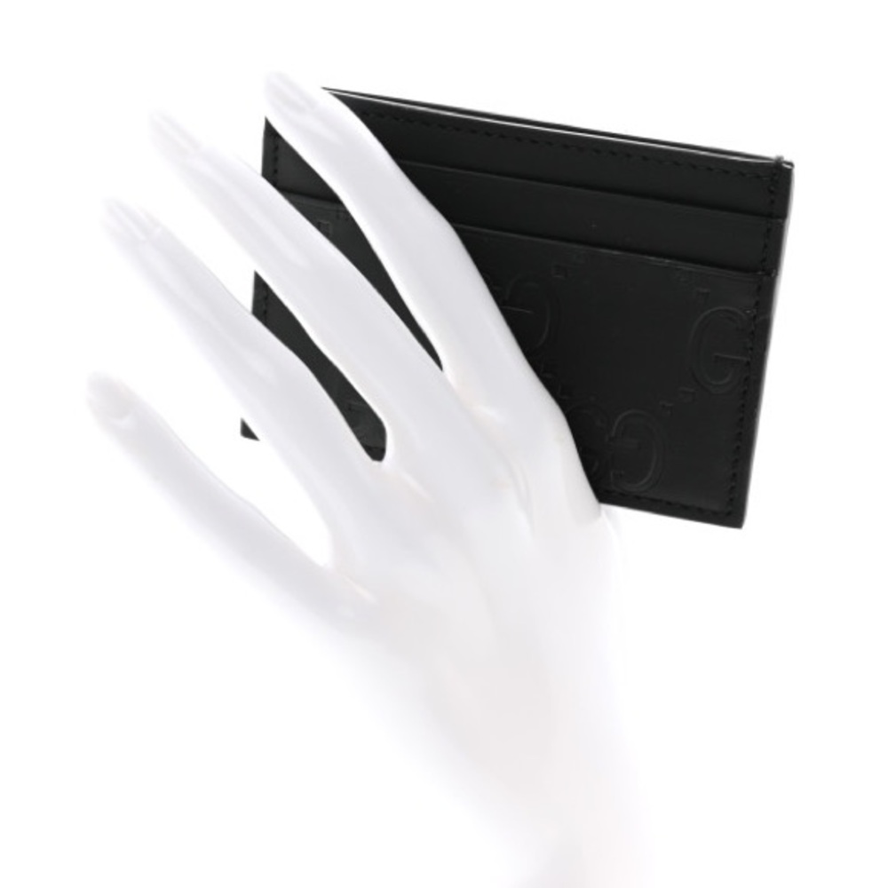 GUCCI Rubber Effect GG Embossed Card Holder Black
